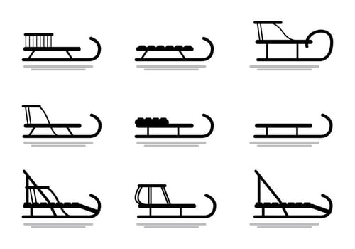 Sleds, toboggan vector silhouette