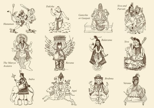 Hinduism Gods And Goddess vector