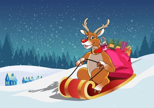 Deer Riding Toboggan vector