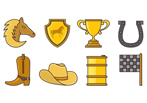 Set Of Barrel Racing Icons vector