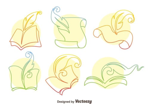 Writing Poem Line Icons Vector