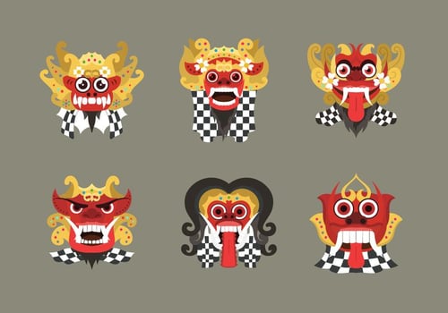 Indonesia balinese cultural barong mask vector