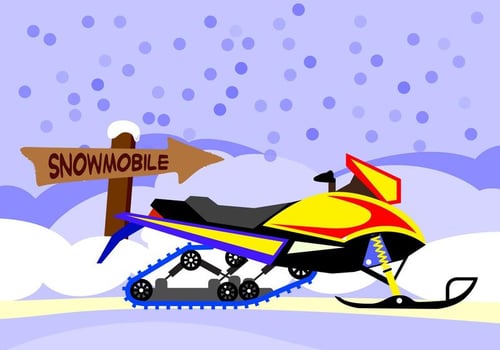 Illustration Snowmobile with snow background  vector