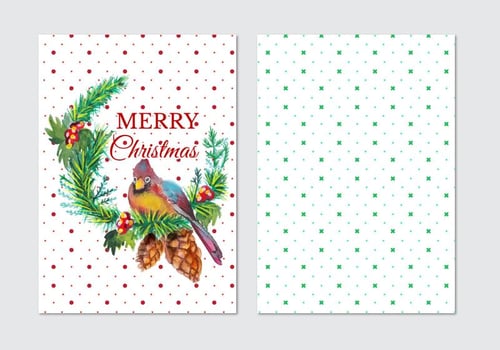 Watercolor Vector Christmas Card 