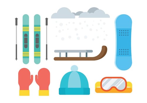 Sled and Toboggan Icons Vector