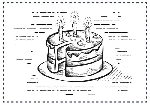 Free Vintage Hand Drawn Birthday Cake Background vector