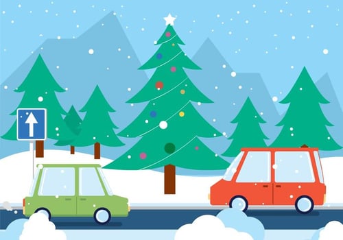 Free Christmas Vector Road Landscape