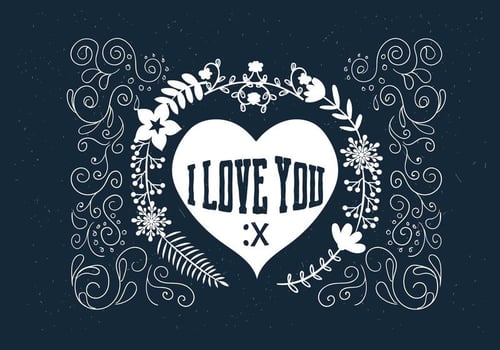 Hand Drawn Scrollwork Love Vector 