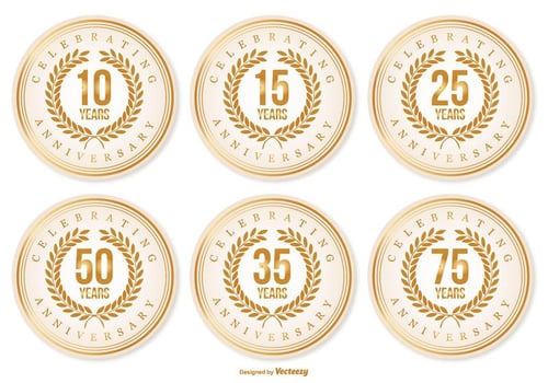 Beautiful Anniversary Labels vector
