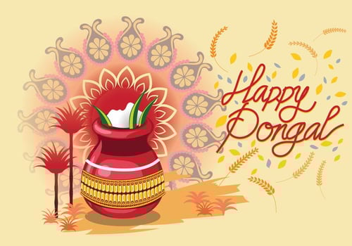 Vector Illustration of Happy Pongal Celebration Background