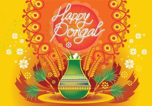 Vector Illustration of Happy Pongal Celebration Background