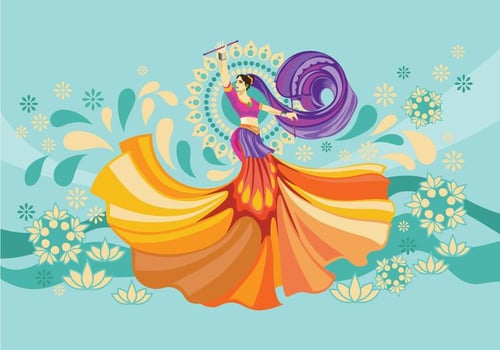 Vector Design of Woman Playing Garba Dance