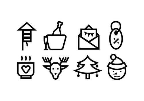 Christmas line icons vector