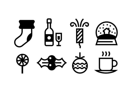 Christmas icons single color vector