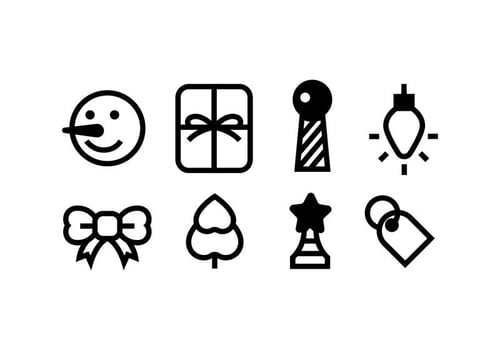 Christmas icons with black color vector