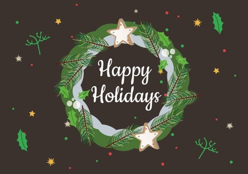 Happy Holidays Vector Wreath