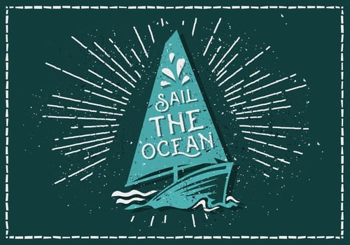 Vintage Sailboat Vector Illustration