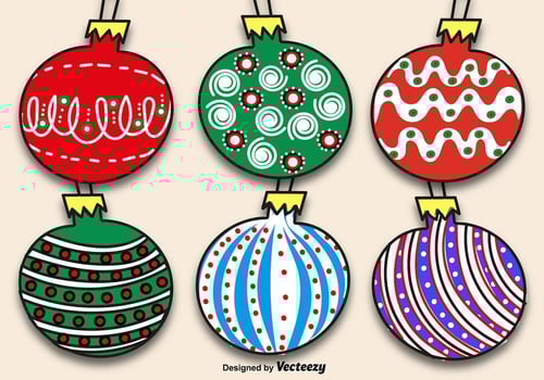 Hand-drawn Christmas Balls Set vector
