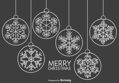 Line Style Template With Snowflakes Icons vector