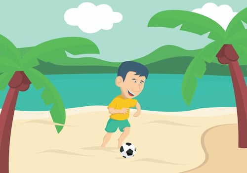 Guy Playing Soccer On The Beach vector