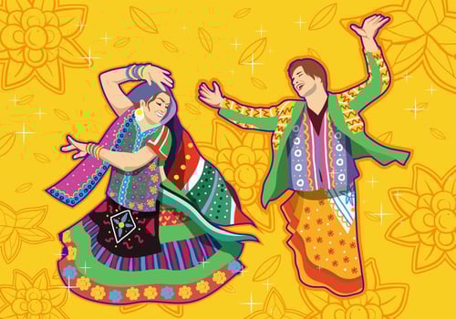 Couple Performing Garba Dance vector