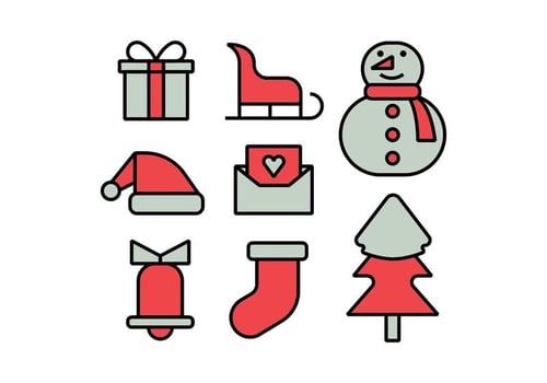 Merry christmas icons set vector