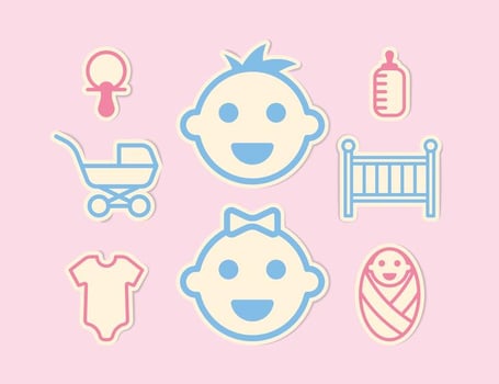 Baby Mini Icons Set vector