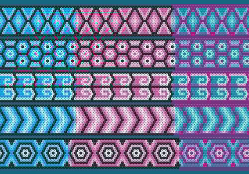 Blue And Pink Huichol Ribbons vector