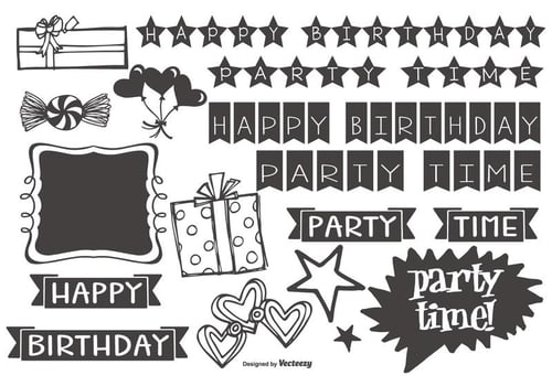 Cute Hand Drawn Style Party Elements vector
