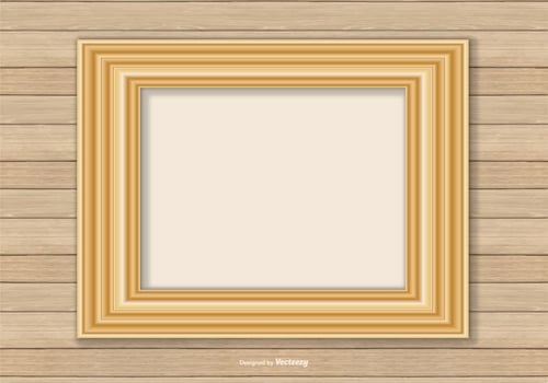 Gold Frame On Wood Wall Background vector