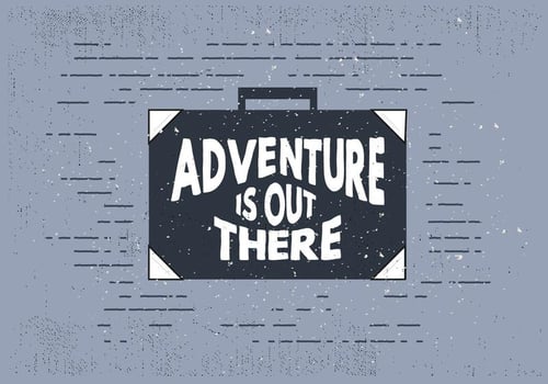 Free Hand Drawn Travel Suitcase With Typography vector