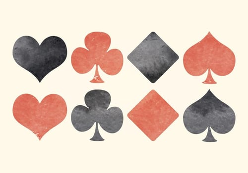Vector Watercolor Playing Cards Symbols