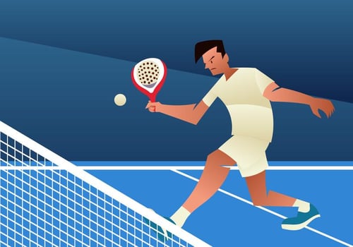 Young Man Playing Padel Tennis vector