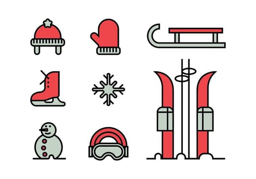 Winter activities icon set vector