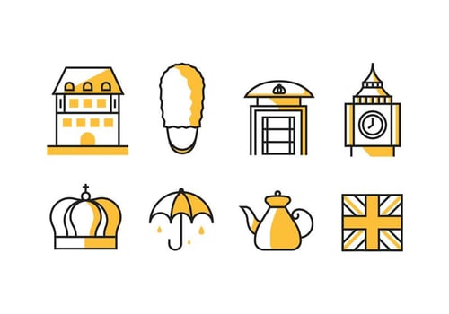 The Kingdom of Great Britain  England Icons vector
