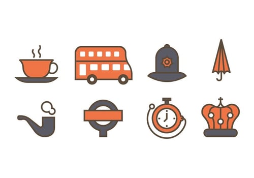 The Kingdom of Great Britain  England Icons vector