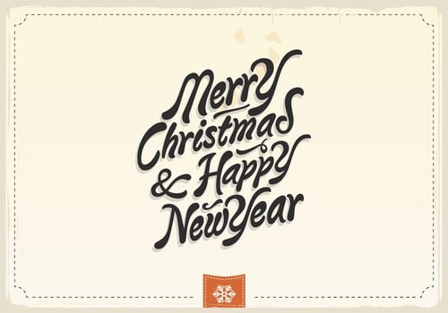 Merry Christmas  Happy New Year Vintage Vector