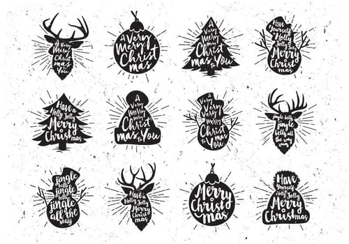 Black and White Christmas Icon Vector
