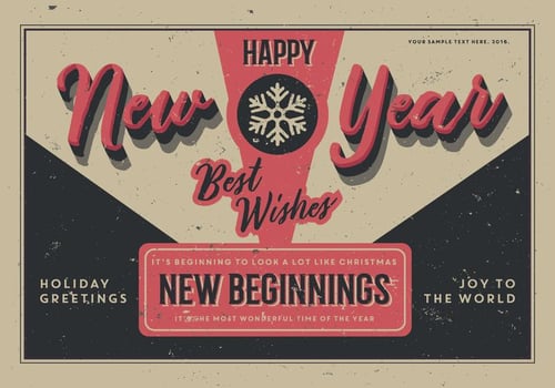 Aged New Year Postcard Vector