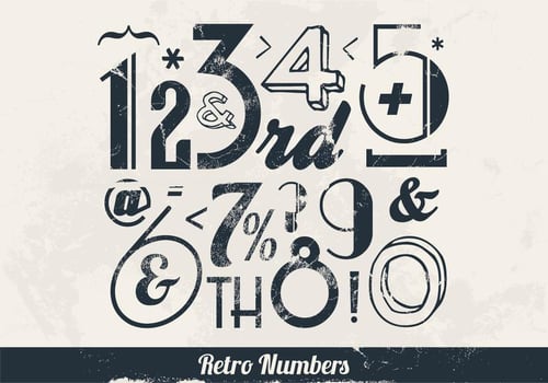 Throwback Numbers and Signs Vector
