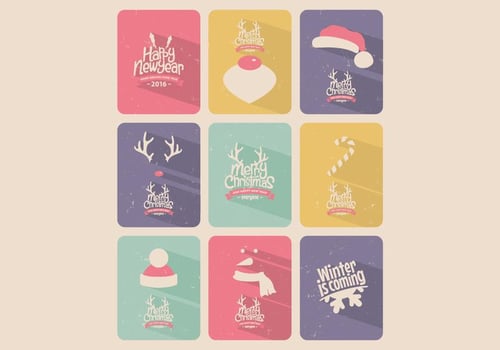 Candy-Colored Christmas Card Collection Vector