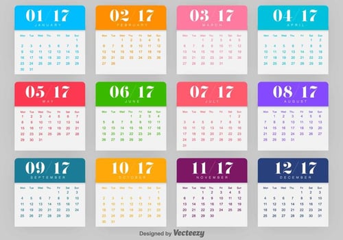 Calendar 2017 Vector Template