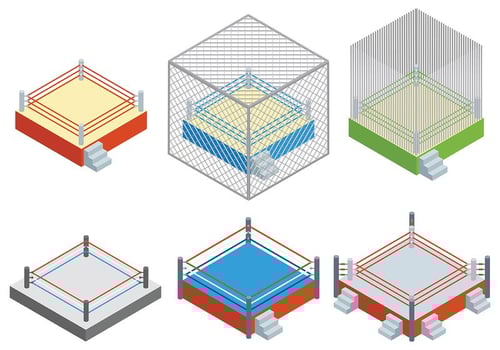 Wrestling Ring Icons Vector