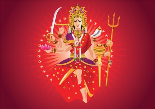 Vector Illustration of Goddess Durga in Subho Bijoya