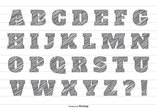 Pencil Scribble Vector Alphabet 