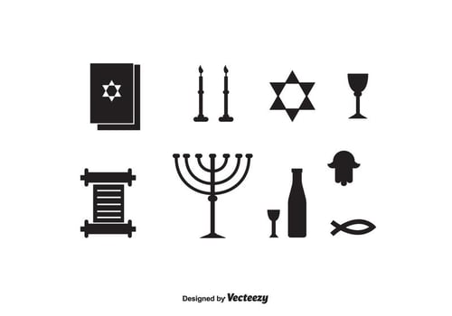 Shabbat Black Icons vector