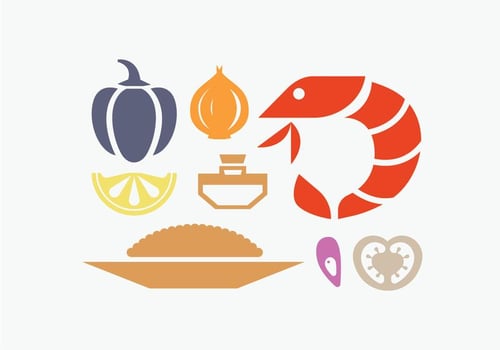 Spanish paella ingredient vector