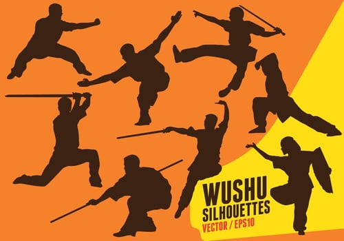 Wushu Silhouettes vector