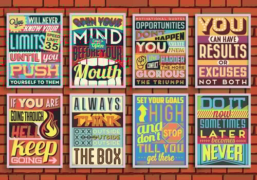 Colorful Motivational Posters Vector