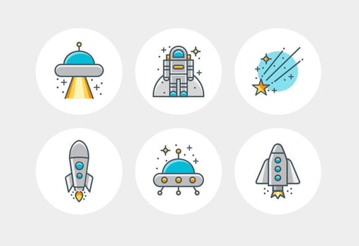 Flat Line Space Vector Icons